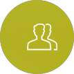 Icon of two overlapping human figures on a green circular background.
