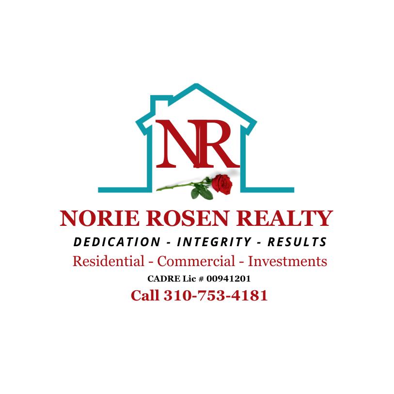 Norie Rosen Realty logo with contact info and service details.